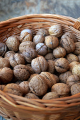 Lots of healthy walnuts in shells