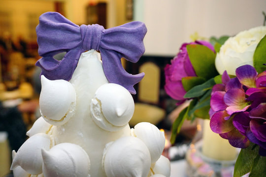 Engagement catering concept with ornaments candles cake and chocolate - Powered by Adobe