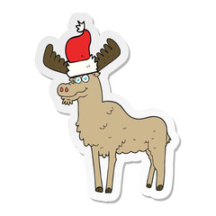 sticker of a cartoon christmas moose