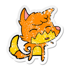 distressed sticker of a cartoon fox