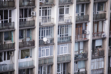 Inhabited, old and neglected communist era block of flats