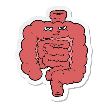 sticker of a cartoon intestines
