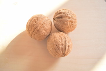 walnuts on wooden background
