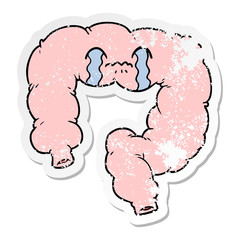 distressed sticker of a cartoon colon