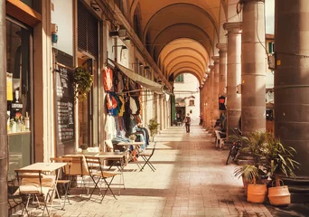 Stoff pro Meter Florenz Viele kleine Geschäfte und Restaurants im Zentrum der Altstadt