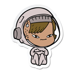 Fototapeta premium sticker of a cartoon astronaut woman
