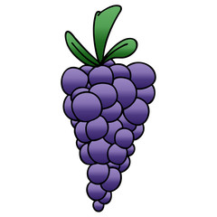 quirky gradient shaded cartoon bunch of grapes