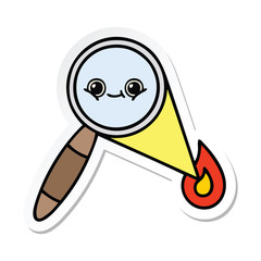 sticker of a cute cartoon magnifying glass