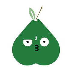 flat color retro cartoon pear