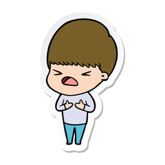 sticker of a cartoon stressed man