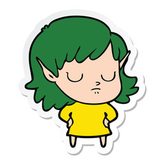 sticker of a cartoon elf girl