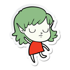 sticker of a cartoon elf girl