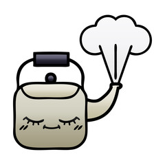 gradient shaded cartoon steaming kettle
