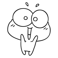 line drawing kawaii excited cute frog