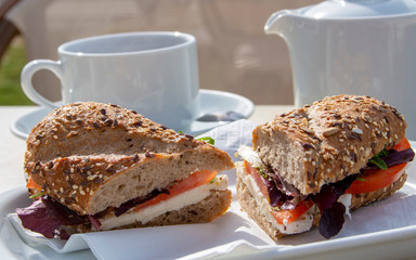Diet sandwich low-calorie breakfast on the street
