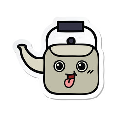 sticker of a cute cartoon kettle