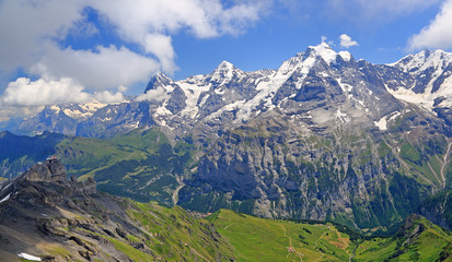 Fototapeta na wymiar Eiger, Monch and Jungfrau mountains, Switzerland Alps