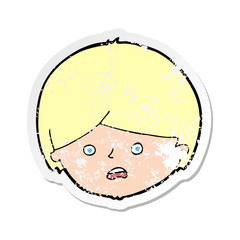 retro distressed sticker of a cartoon unhappy boy