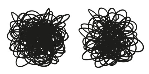 Set of chaos waved patterns on white. Tangled texture with lines. Hand drawn dinamic scrawls. Backgrounds with lines and waves. Prints for banners, posters, flyers and textiles