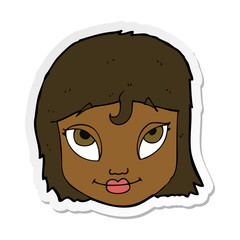 sticker of a cartoon woman smiling