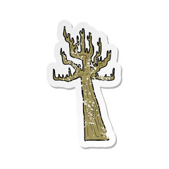 retro distressed sticker of a old bare tree cartoon