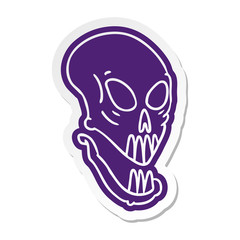 cartoon sticker of a skull head