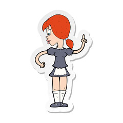 sticker of a cartoon waitress calling order