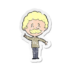 retro distressed sticker of a cartoon man with idea