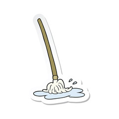 sticker of a wet cartoon mop