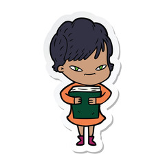 sticker of a cartoon happy woman