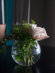 Centerpiece with flowers in a pub