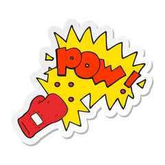 sticker of a cartoon boxing glove punch