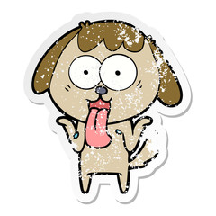 distressed sticker of a cute cartoon dog