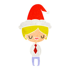 christmas retro cartoon of kawaii boy