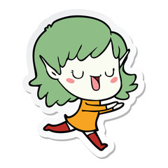 sticker of a cartoon elf girl