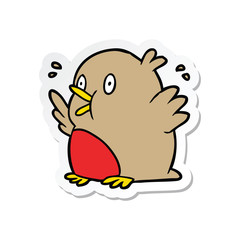sticker of a cartoon excited robin
