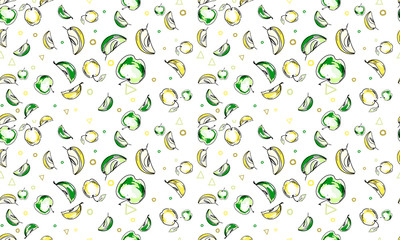 Apples sketch pattern background drawing green yellow cartoon set fruit isolated vector vector juicy summer cider