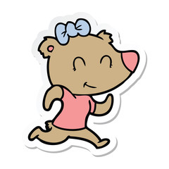 sticker of a female bear jogging