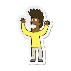 sticker of a cartoon terrified man