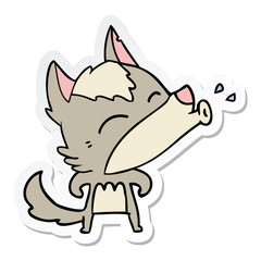 Fototapeta premium sticker of a howling wolf cartoon