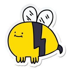 sticker of a quirky hand drawn cartoon bumblebee