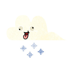 retro illustration style cartoon snow cloud