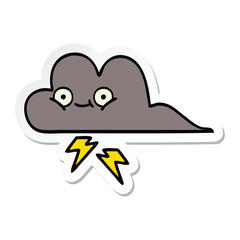 sticker of a cute cartoon storm cloud