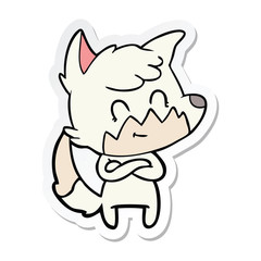 sticker of a cartoon friendly fox