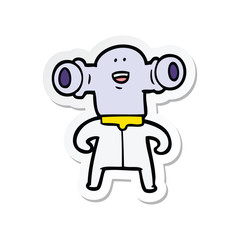 sticker of a friendly cartoon alien