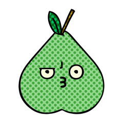 comic book style cartoon green pear