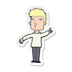 sticker of a cartoon man raising point
