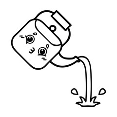 line drawing cartoon pouring kettle