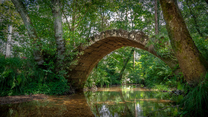 Puente medieval del municipio de Porto do Son, Galicia, España.