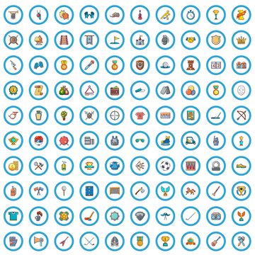 100 competition icons set. Cartoon illustration of 100 competition vector icons isolated on white background